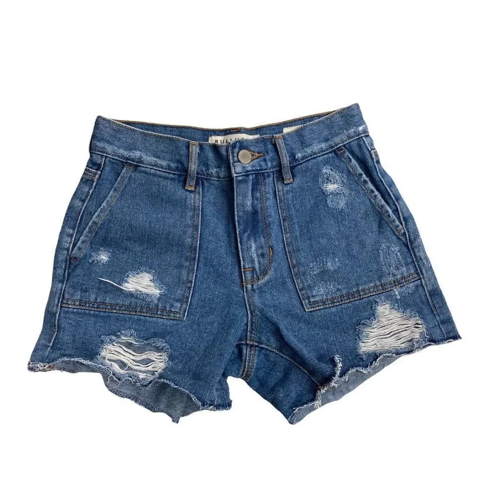 BULLHEAD DENIM COMPANY‎ Women’s Denim Distressed Shorts Blue Size 23